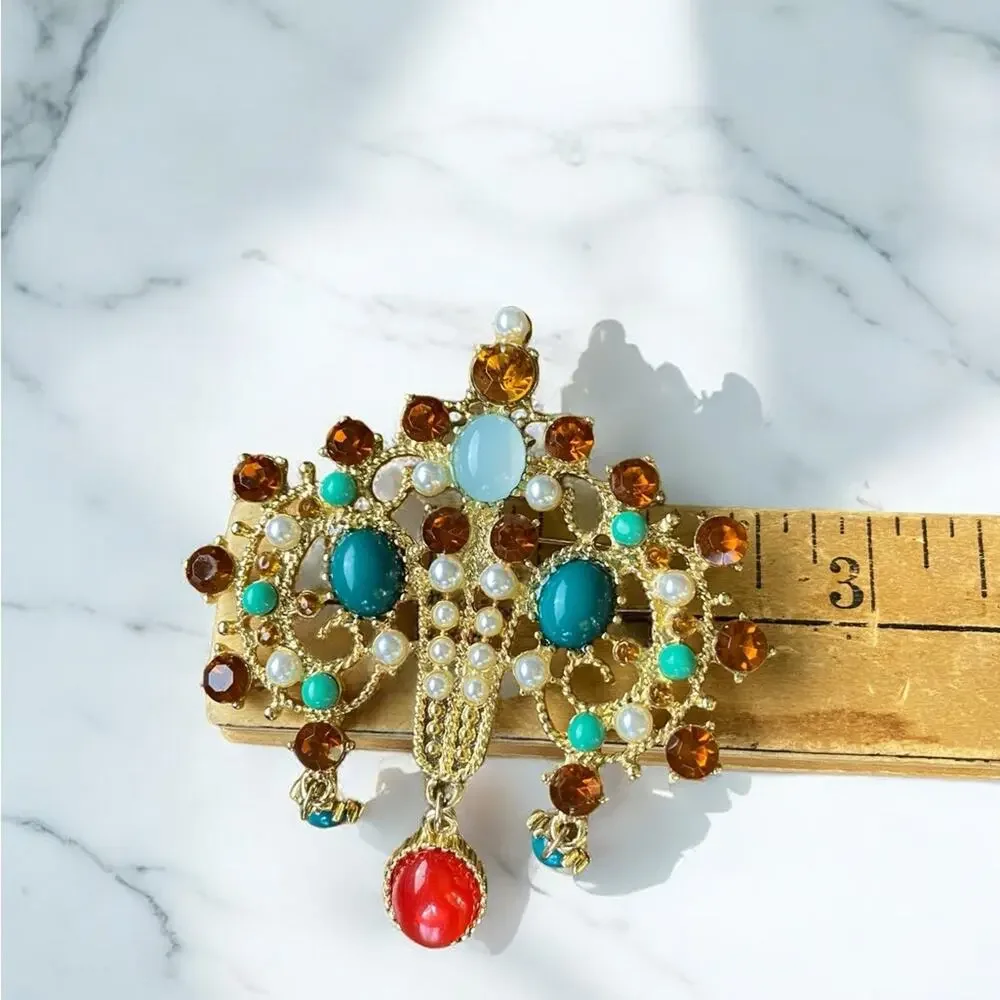 Vintage Inspired Multicolor Statement Brooch NEW